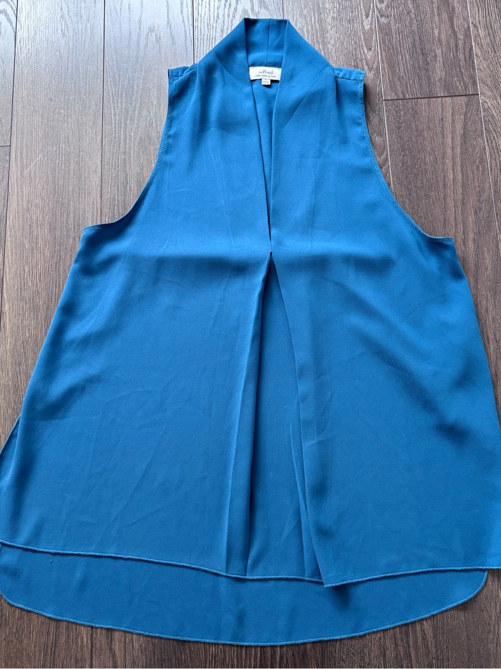 💎 Aritzia Wilfred Teal Draped Sleeveless Blouse Size S - Picture 2 of 8